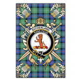 Sutherland Old Ancient Tartan Crest Black Garden Flag - Gold Thistle Style